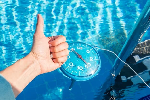 картинка — термометр в бассейне и кулак с большим пальцем